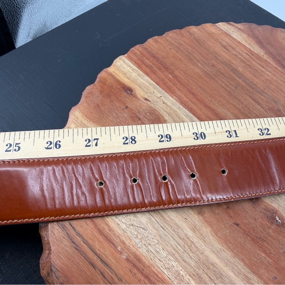 Vintage Ann Taylor Belt Italian Leather Brown, Size Small S square buckle - Picture 8 of 9